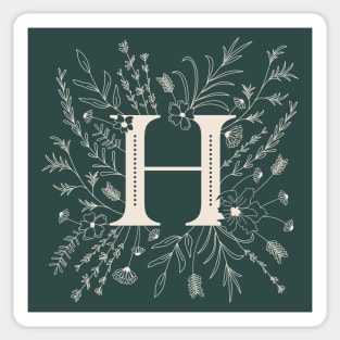 Botanical Letter H (Forest Green) Sticker